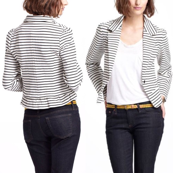 Anthropologie Jackets & Blazers - Cartonnier Striped Spinnaker Blazer white black